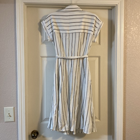 Calvin Klein White and Grey Striped Midi Dress - Picture 4 of 4